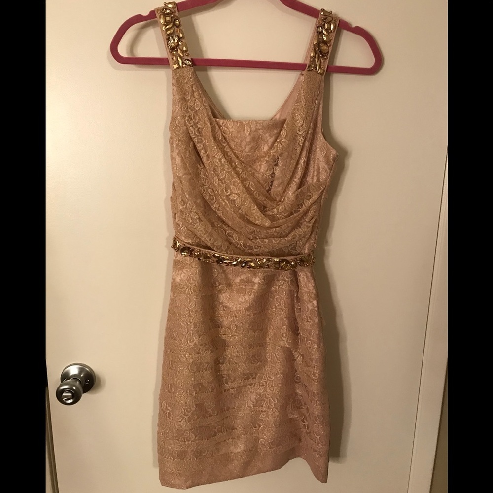 Rose Gold dress with belt